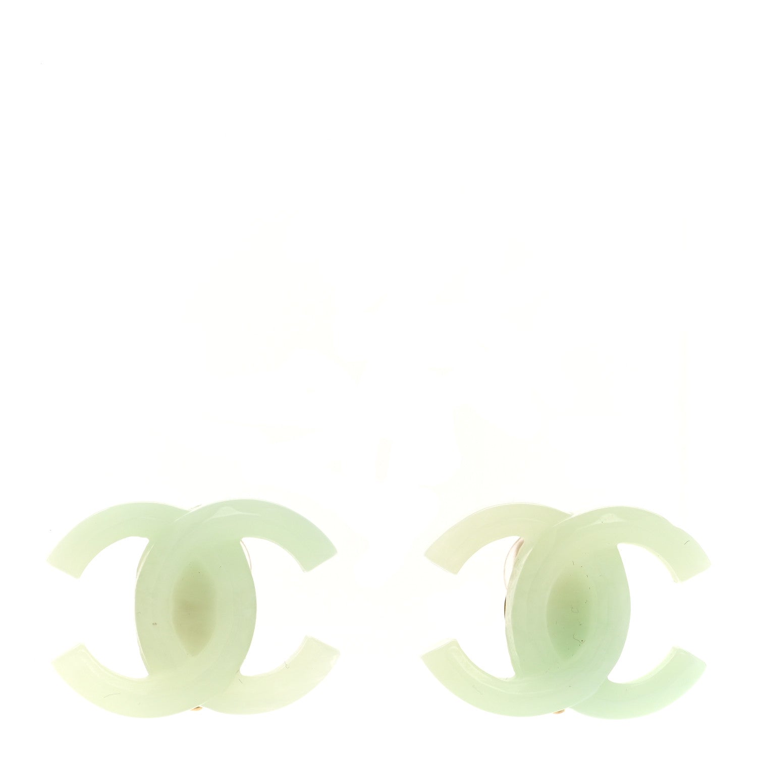 Chanel CC Resin Clip On Earrings Light Green 1 of 4