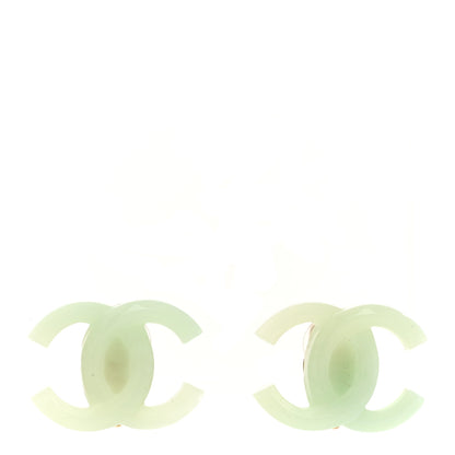 Chanel CC Resin Clip On Earrings Light Green 1 of 4