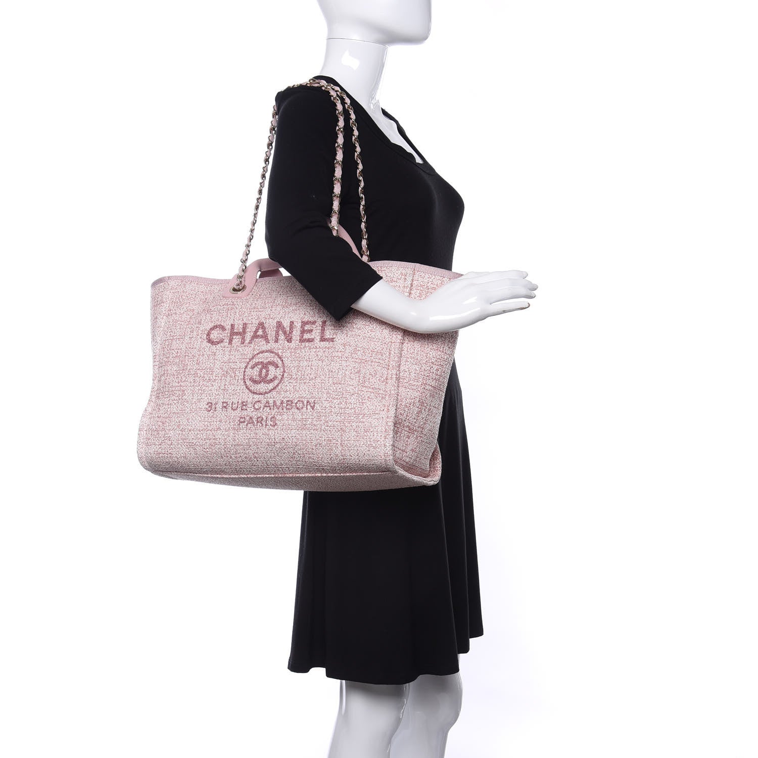 Chanel Straw Lurex Medium Deauville Tote Pink 2 of 9