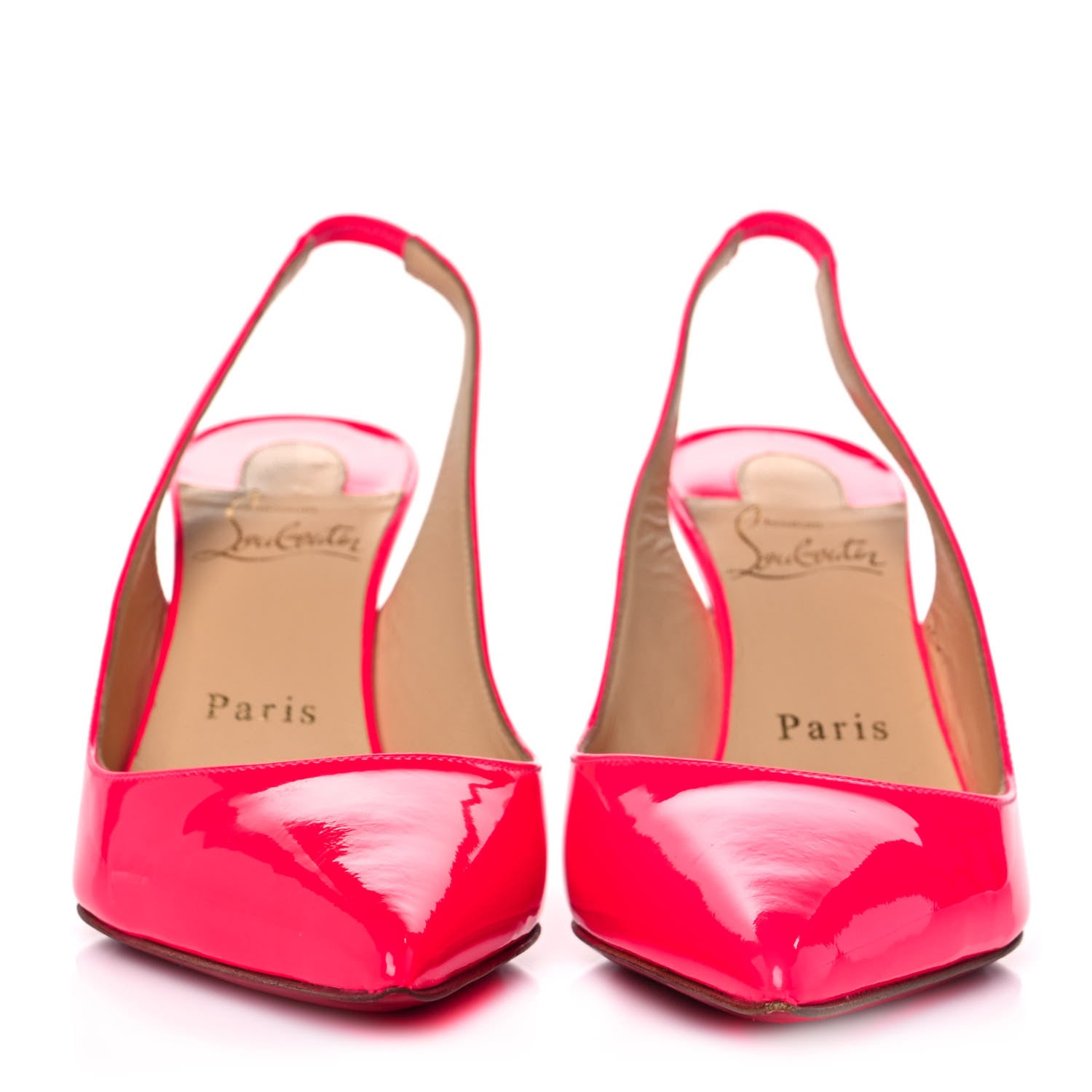 Christian Louboutin Patent Clare Sling 80 Pumps 36 Fluo Rose 2 of 10