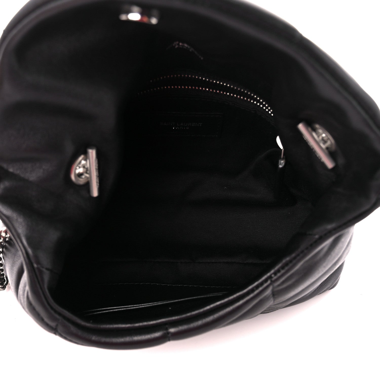 Saint Laurent Lambskin Quilted Small Loulou Puffer Monogram Chain Satchel Black 5 of 11