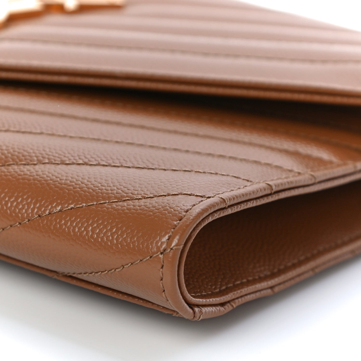 Saint Laurent Grain De Poudre Matelasse Chevron Monogram Cassandre Flap Pouch Natural Dark 10 of 11