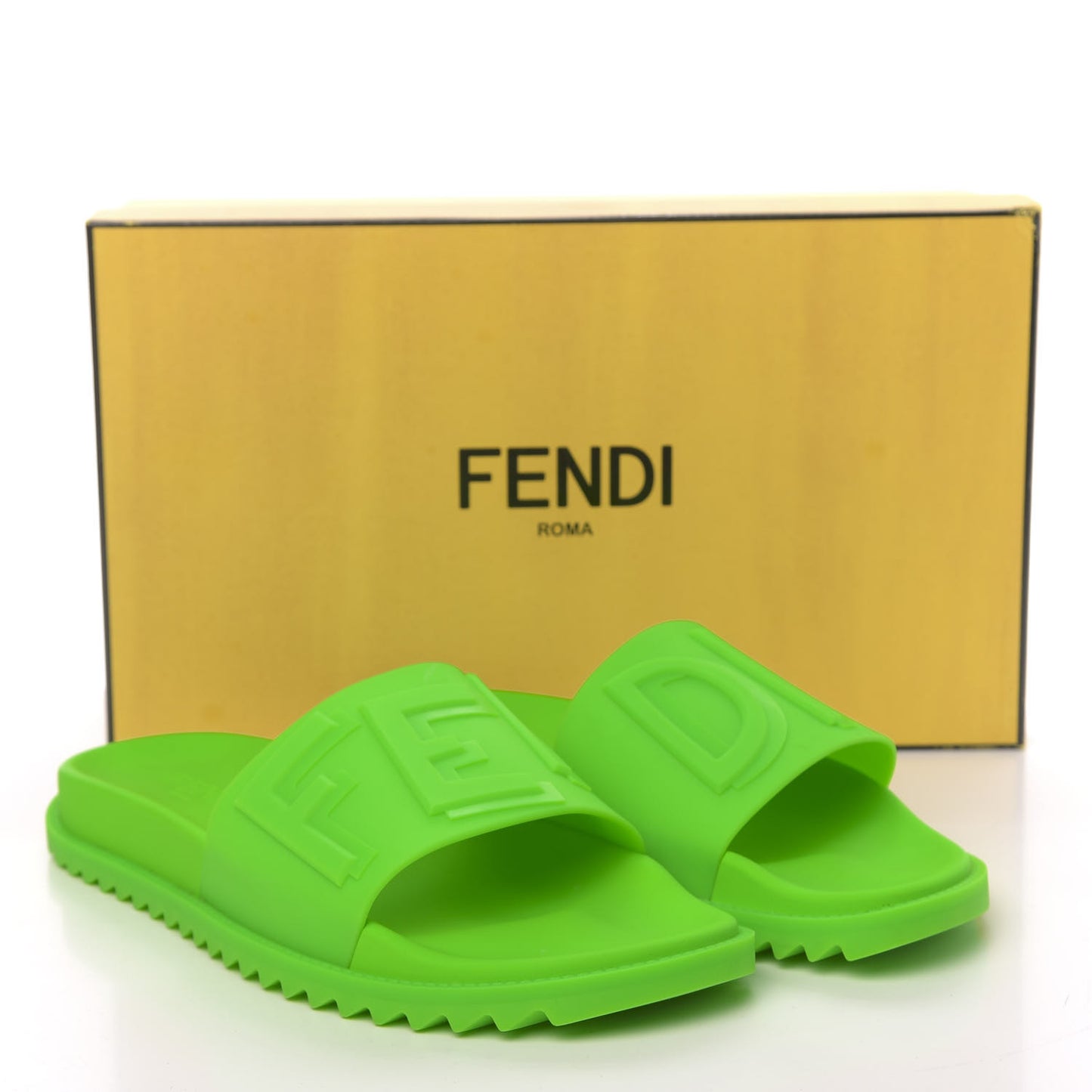 Rubber Logo Slide Sandals 9 Green