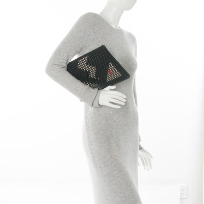 Fendi Vitello Elite Lightning Monster Eyes Studded Pouch Black 2 of 8