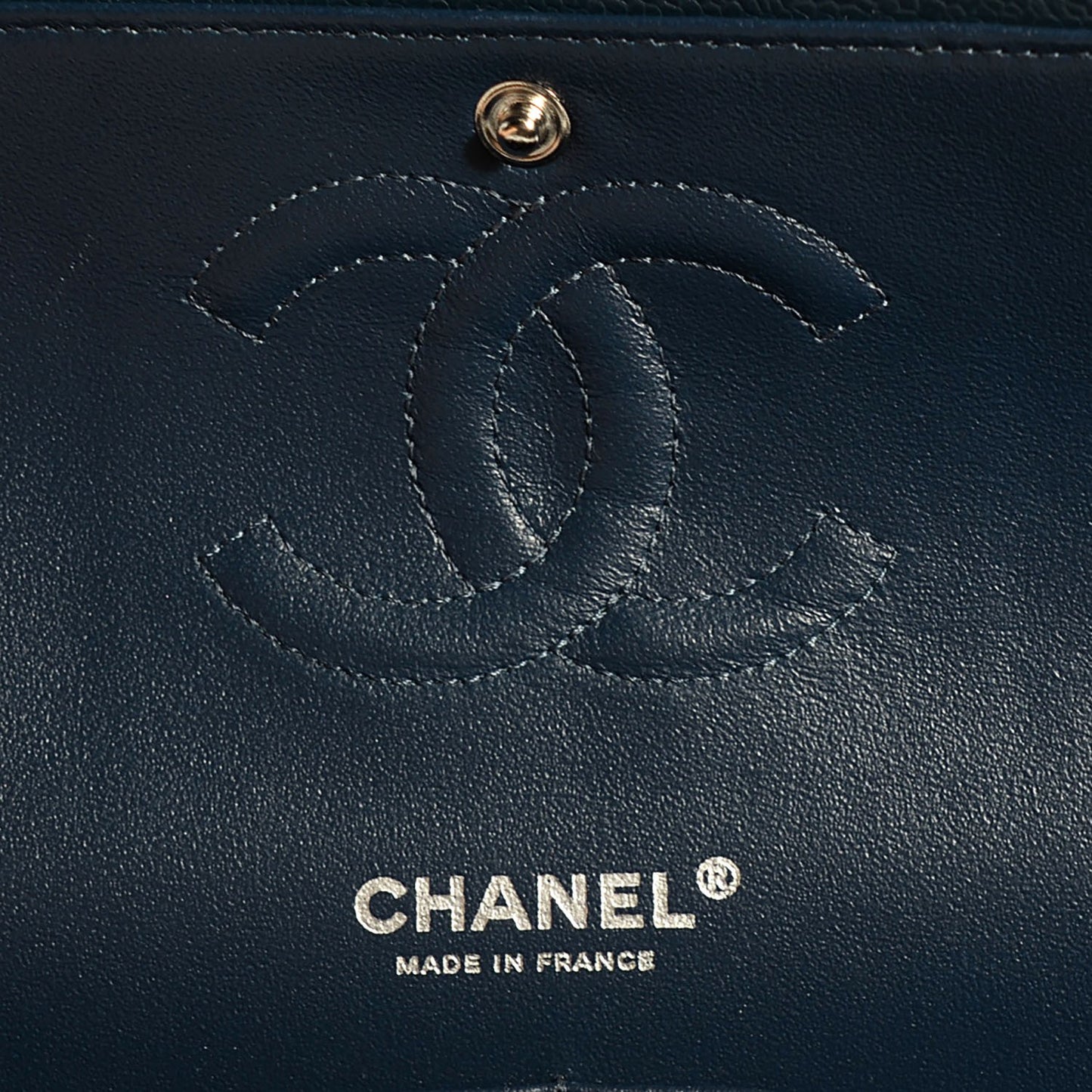 Caviar Quilted Medium Double Flap Navy