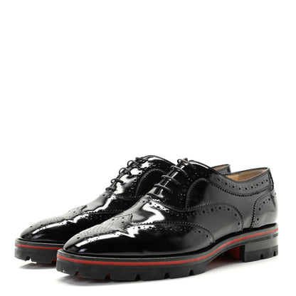 Christian Louboutin Patent Calfskin Laurlaf Brogue Derby Shoes 40.5 Black 5 of 9