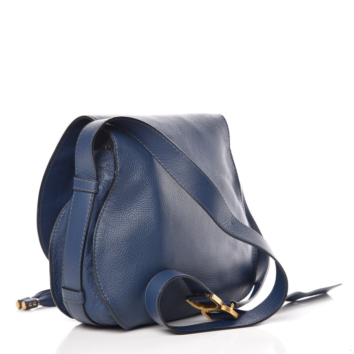 Calfskin Medium Marcie Round Crossbody Bag Royal Navy