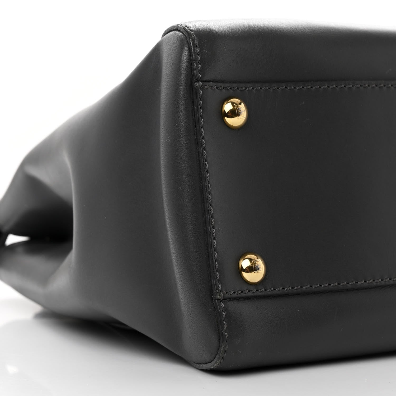 Fendi Vitello Morgan Shiny Nappa Medium Peekaboo Iconic Satchel Piombo Lime 10 of 11