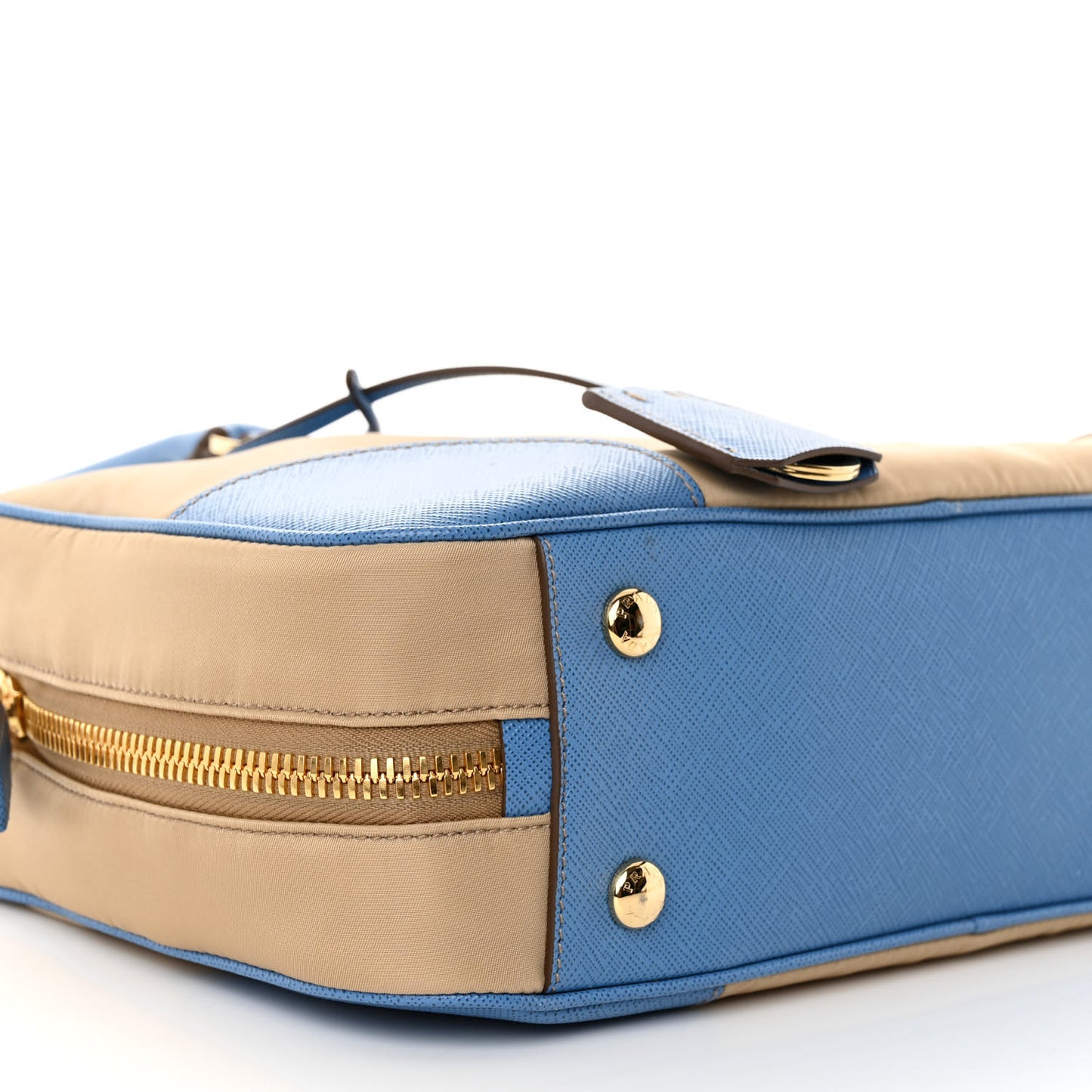 Re-Nylon Saffiano Medium Re-Edition 1978 Two Handle Bag Camel Wave