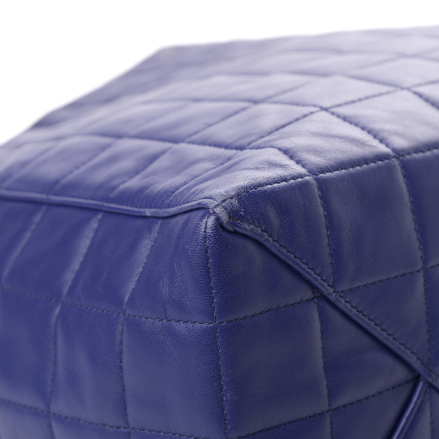 Celine Lambskin Quilted Horizontal Cabas Blue 8 of 15