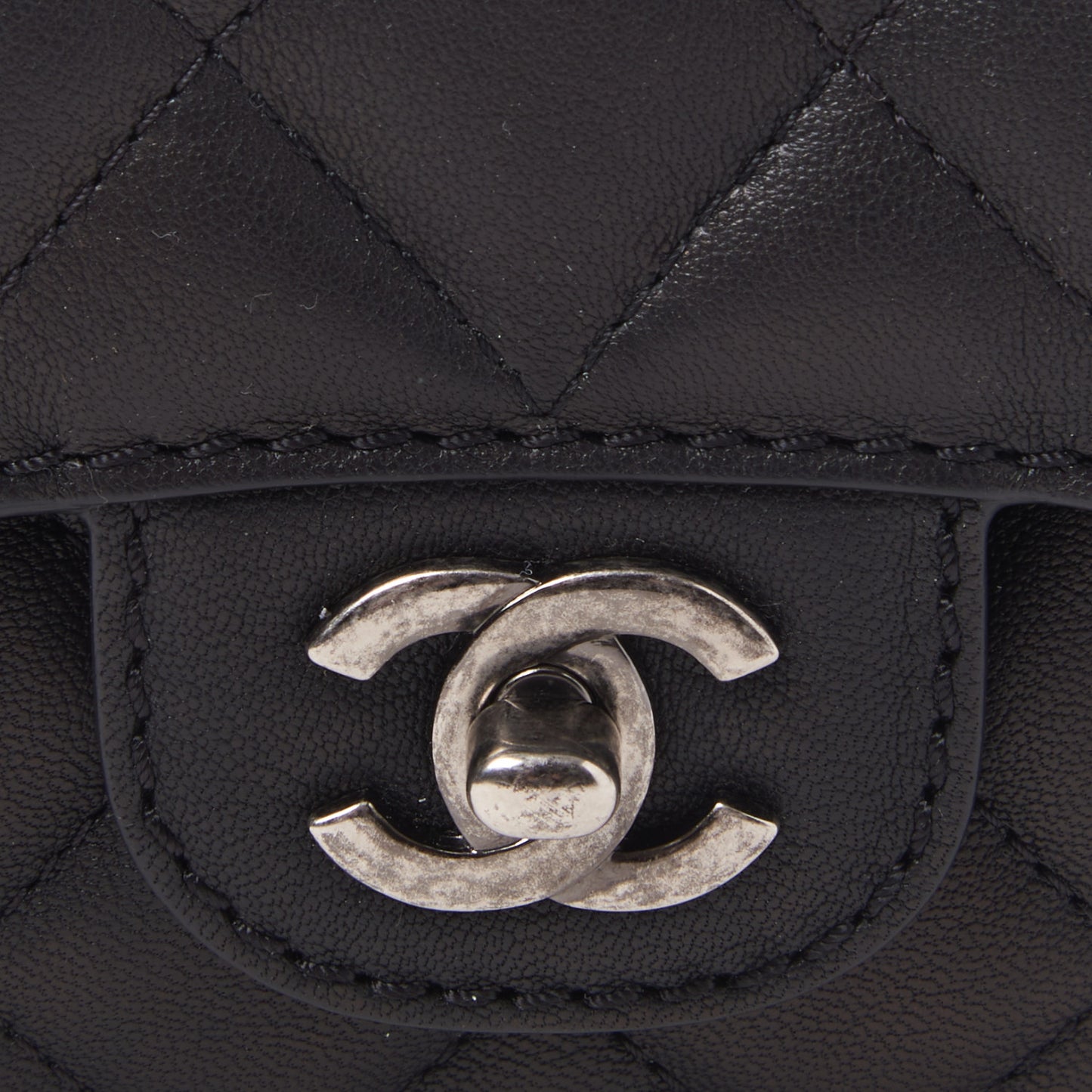 Lambskin Quilted Small Natural CC Flap Black