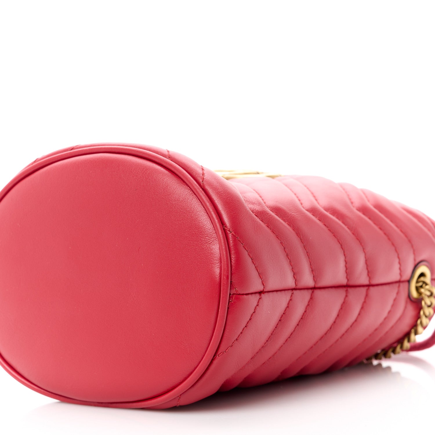 Gucci Calfskin Matelasse Mini GG Marmont 2.0 Bucket Bag Hibiscus Red 10 of 10