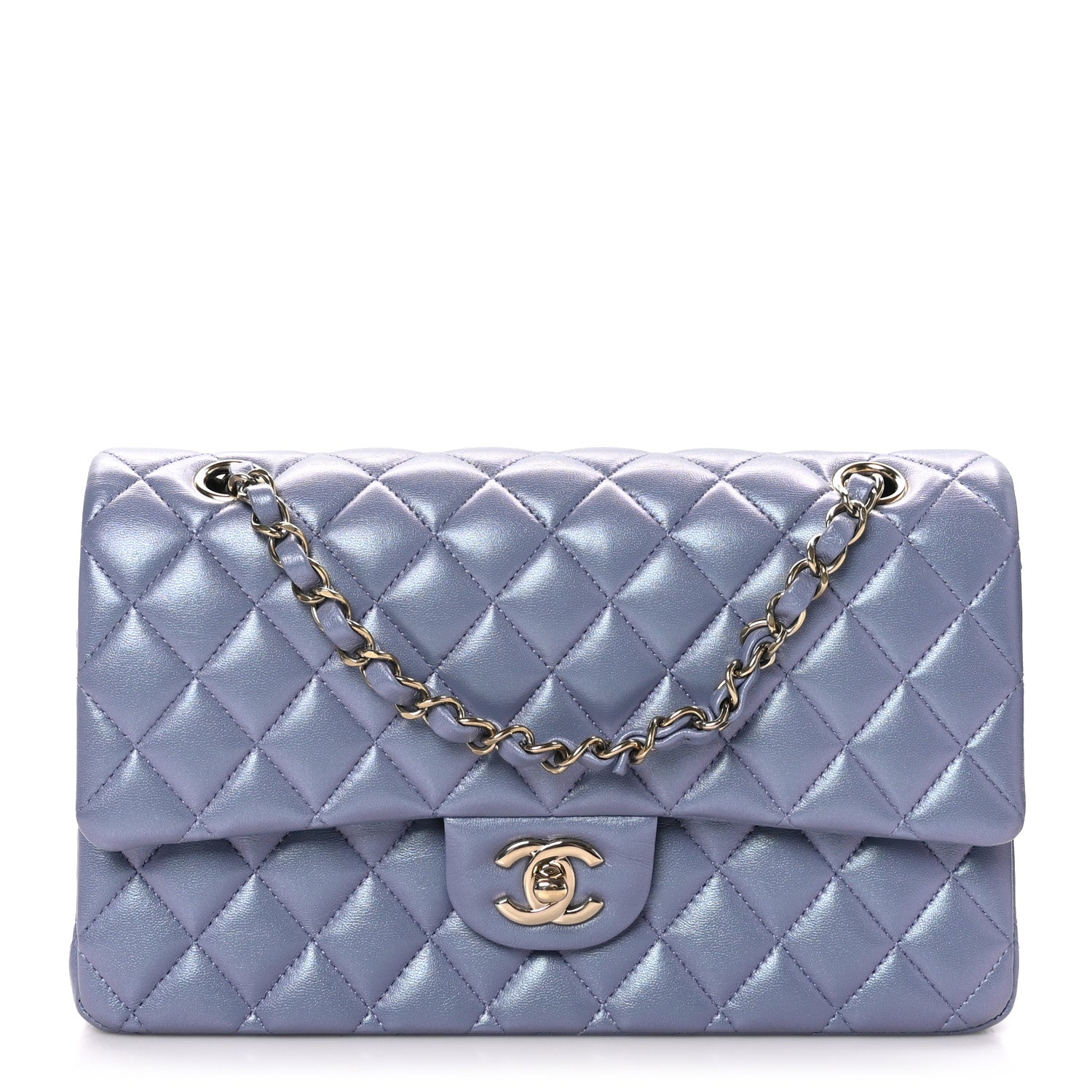 Chanel Iridescent Lambskin Quilted Medium Double Flap Light Purple 1 of 11