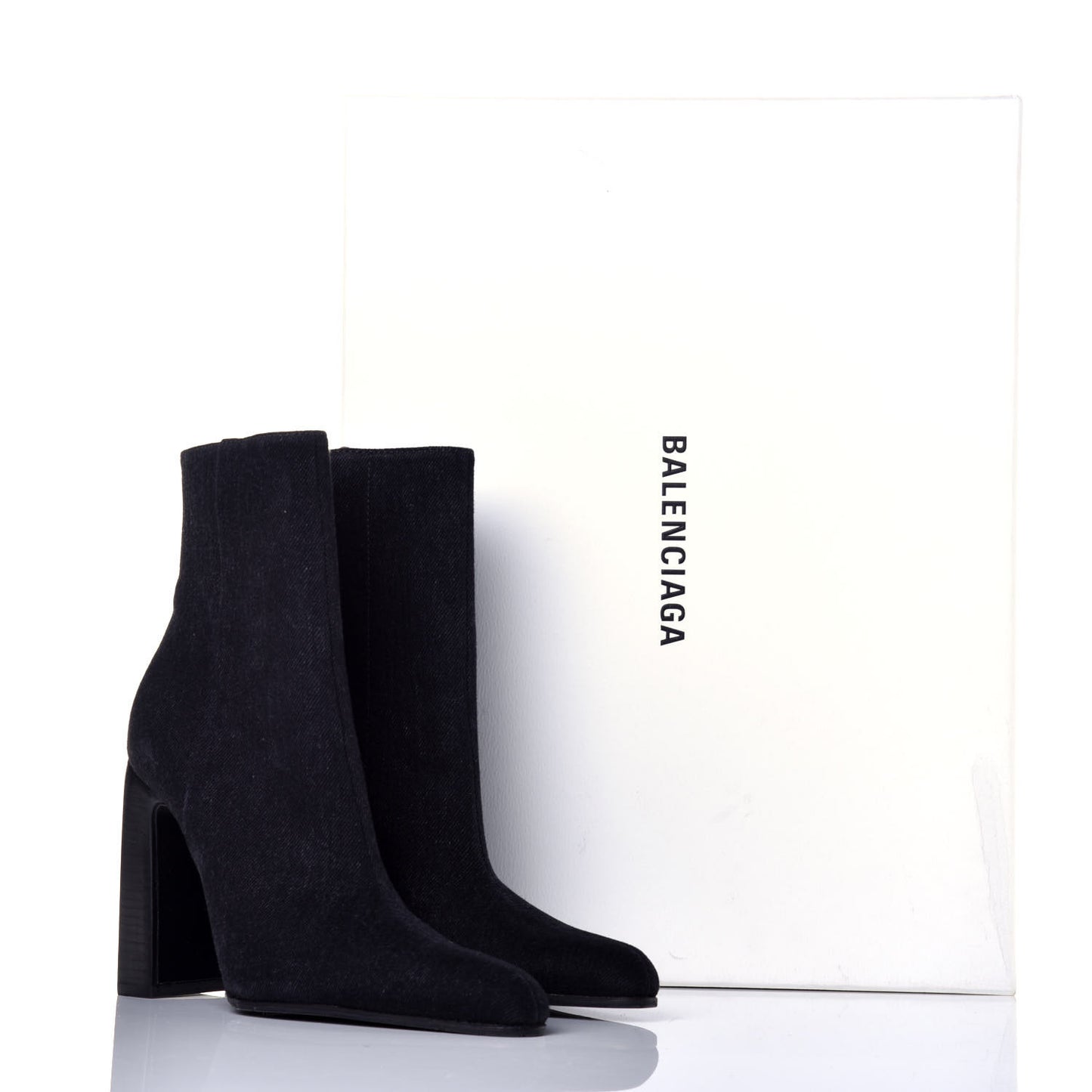 Denim 110mm Round Toe Ankle Boots 37.5 Black