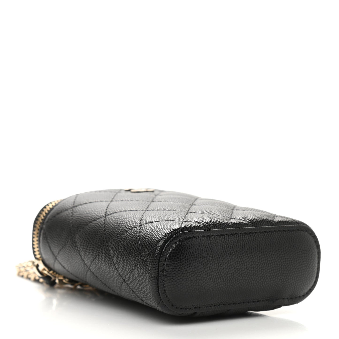 Caviar Quilted Small Vertical Coco Beauty Vanity Case With Chain Black
