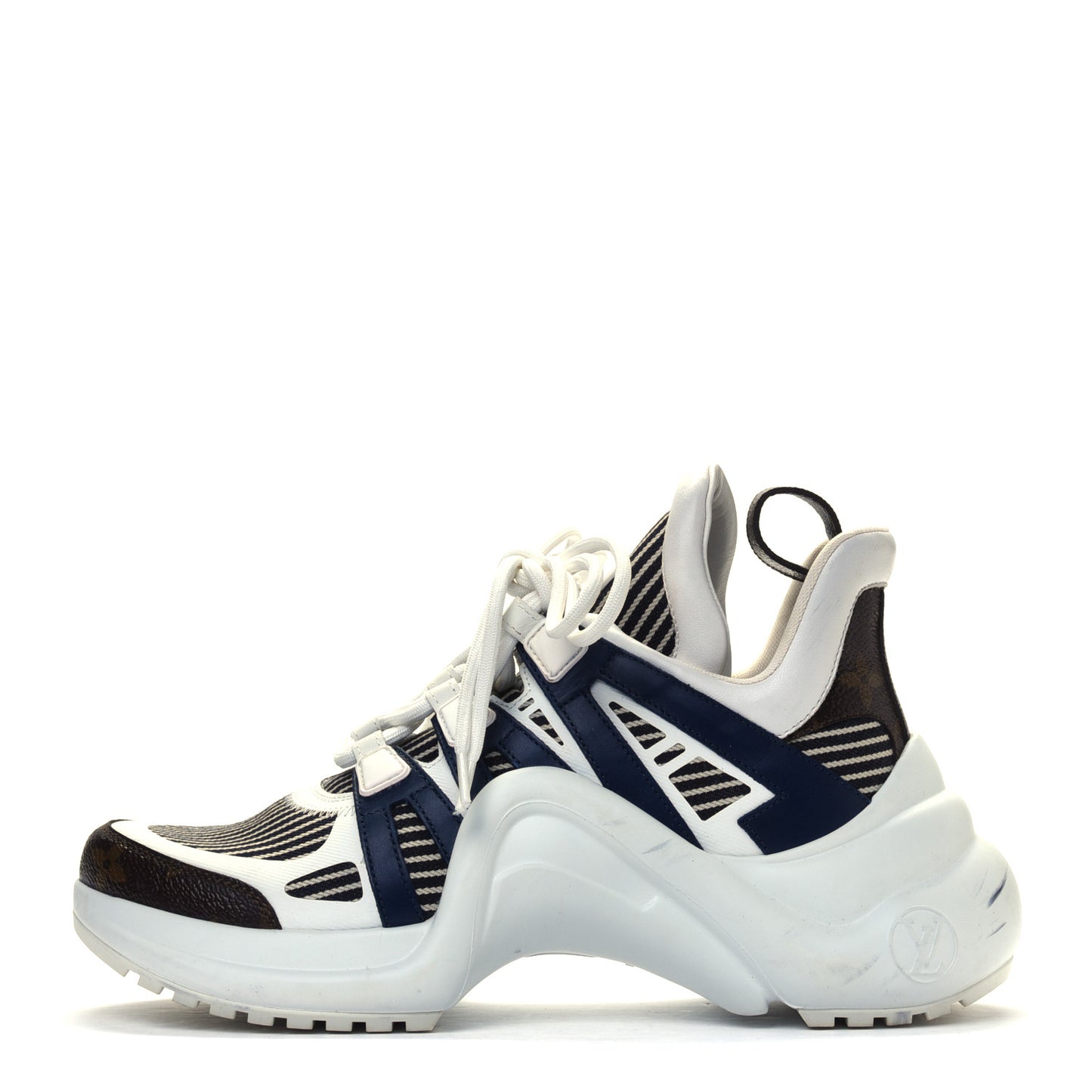 Patent Monogram Stripe LV Archlight Sneakers 39 White Blue