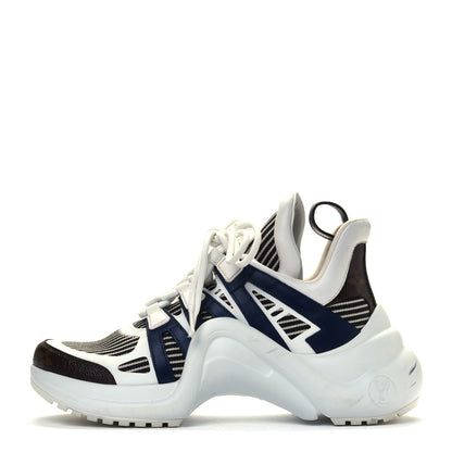 Louis Vuitton Patent Monogram Stripe LV Archlight Sneakers 39 White Blue 1 of 4