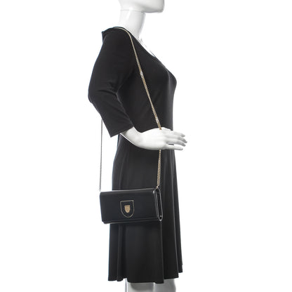 Christian Dior Smooth Calfskin Sequin Large Diorama Club Croisiere Chain Wallet Black 2 of 12