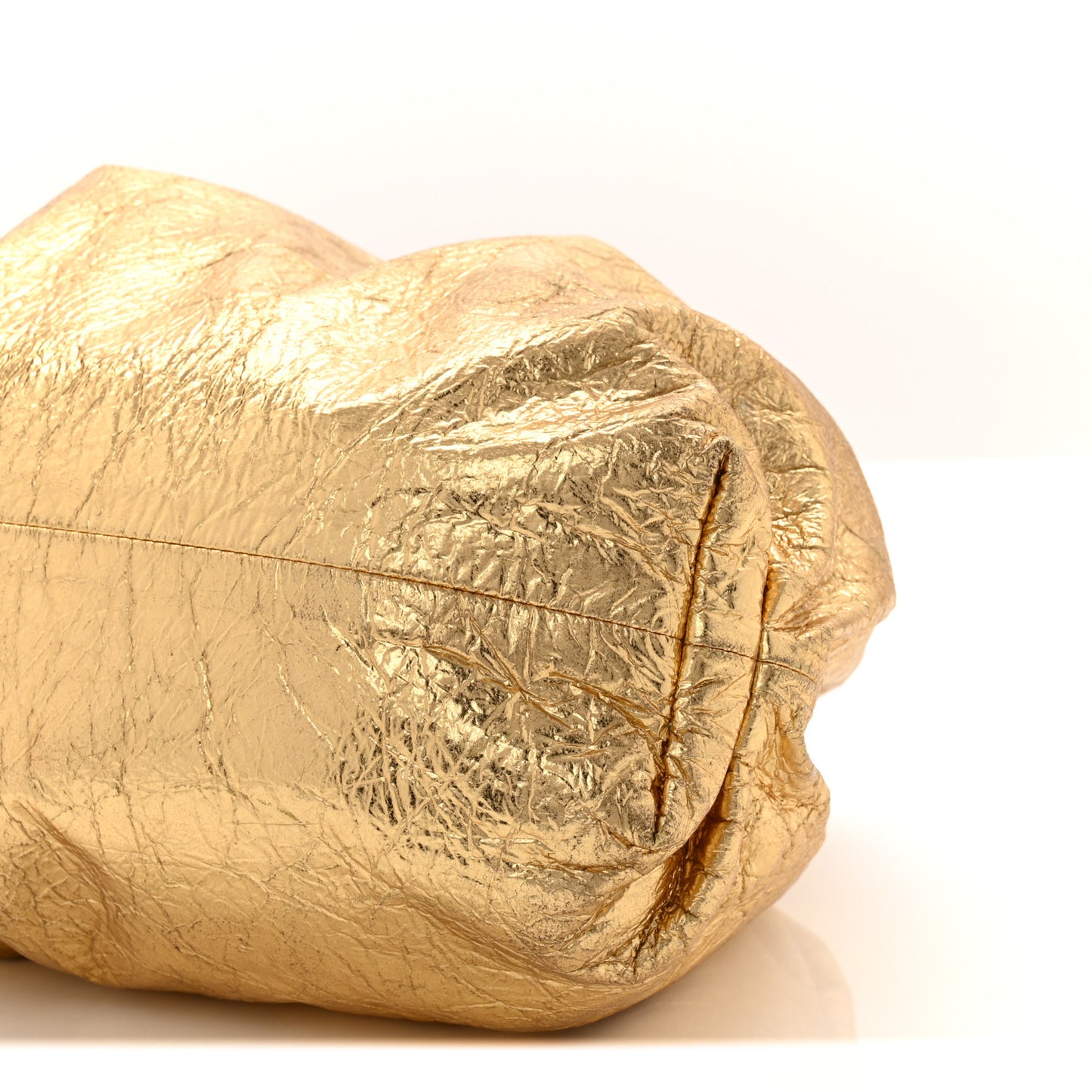 Metallic Crinkled Lambskin The Pouch Oversized Clutch Oro