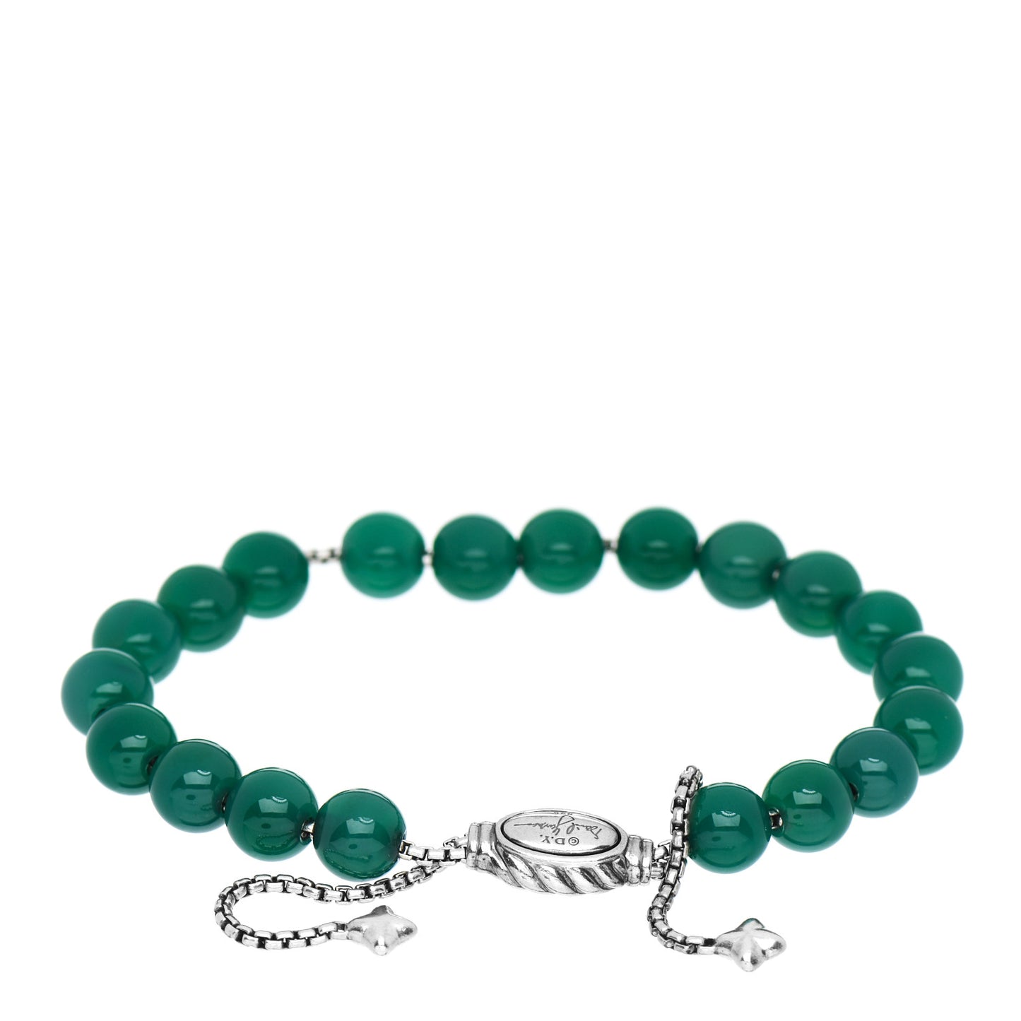 Sterling Silver Dyed Chalcedony 8mm Spiritual Beads Adjustable Bracelet