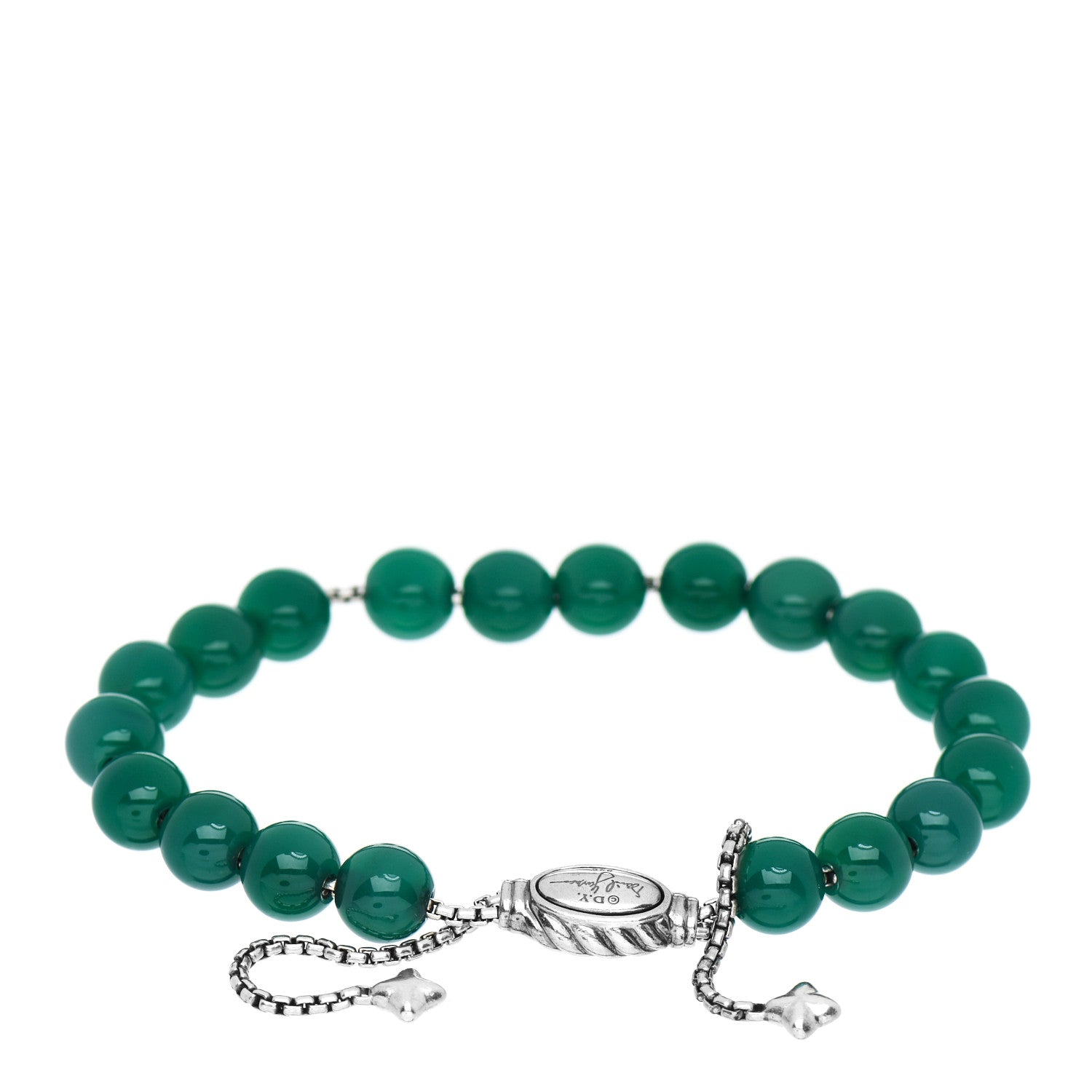 David Yurman Sterling Silver Dyed Chalcedony 8mm Spiritual Beads Adjustable Bracelet 2 of 3