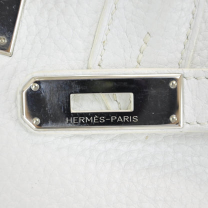 Hermes Taurillon Clemence Birkin 35 White 9 of 10