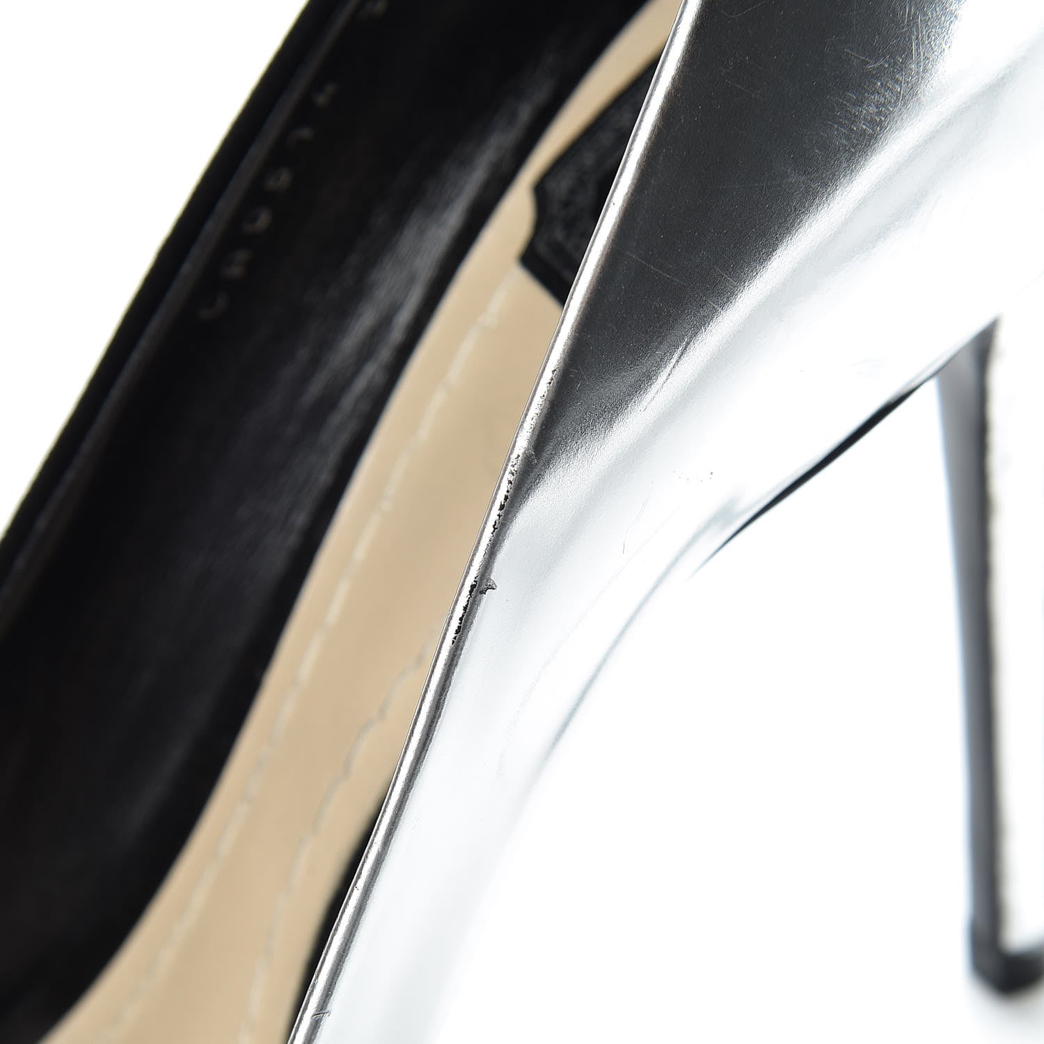 Christian Dior Mirror Finish Calfskin Suede Pumps 38 Black Silver 11 of 17