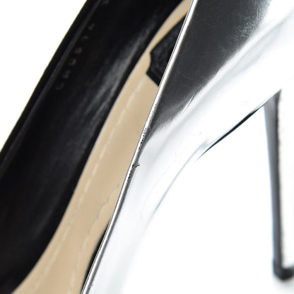 Christian Dior Mirror Finish Calfskin Suede Pumps 38 Black Silver 11 of 17
