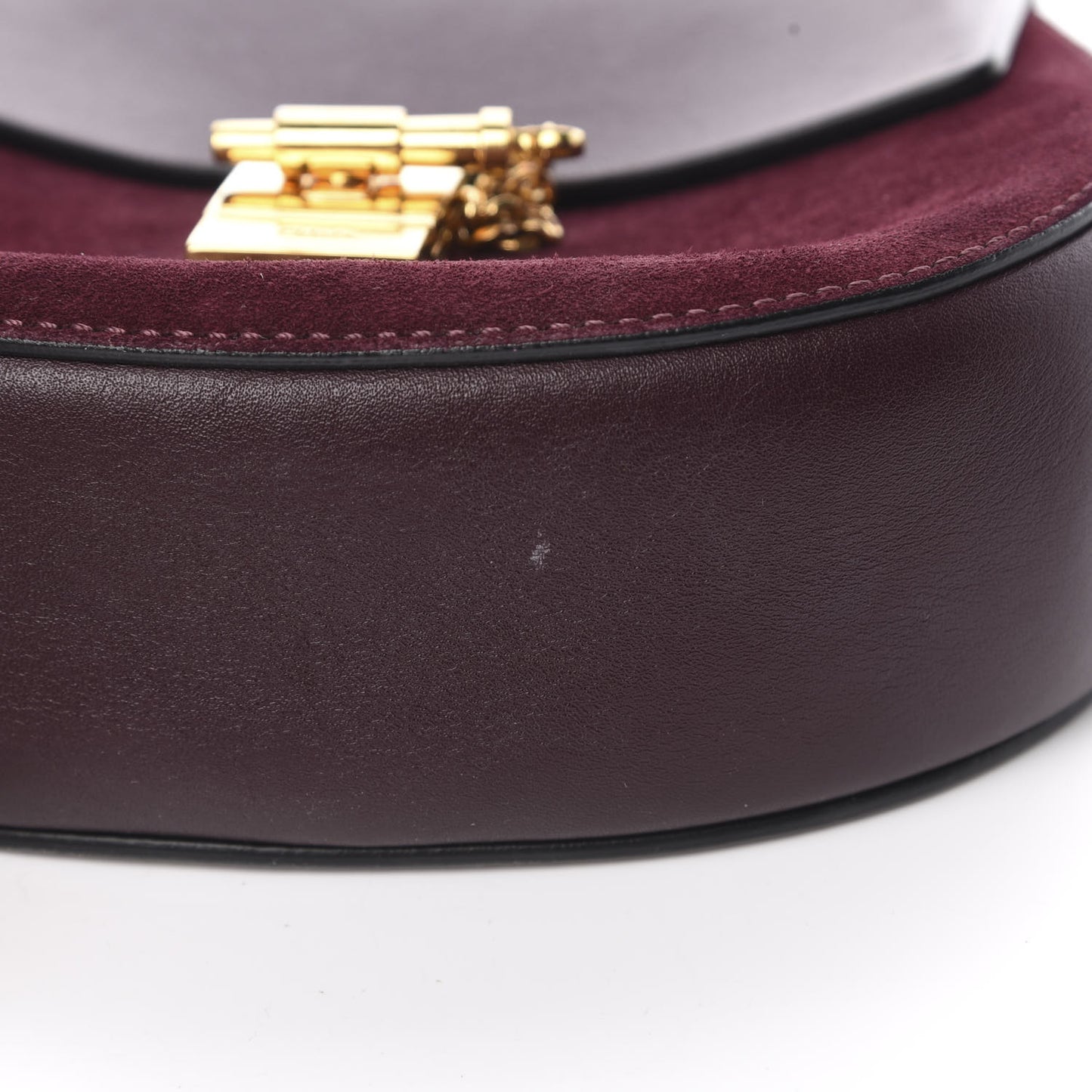 Suede Smooth Calfskin Mini Drew Shoulder Bag Dark Purple
