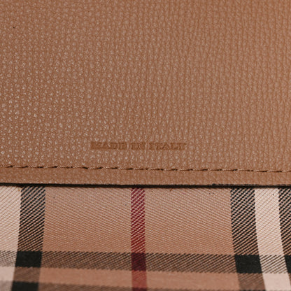 Burberry Grainy Calfskin Haymarket Check Medium Ardwell Zip Tote Camel 6 of 10