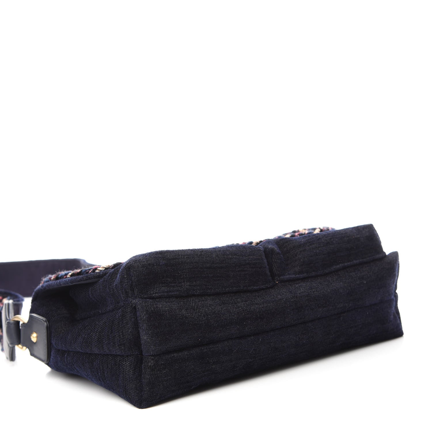 Chanel Wool Velvet Quilted Parisian Stroll Messenger Navy 4 of 10