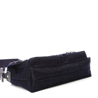 Chanel Wool Velvet Quilted Parisian Stroll Messenger Navy 4 of 10