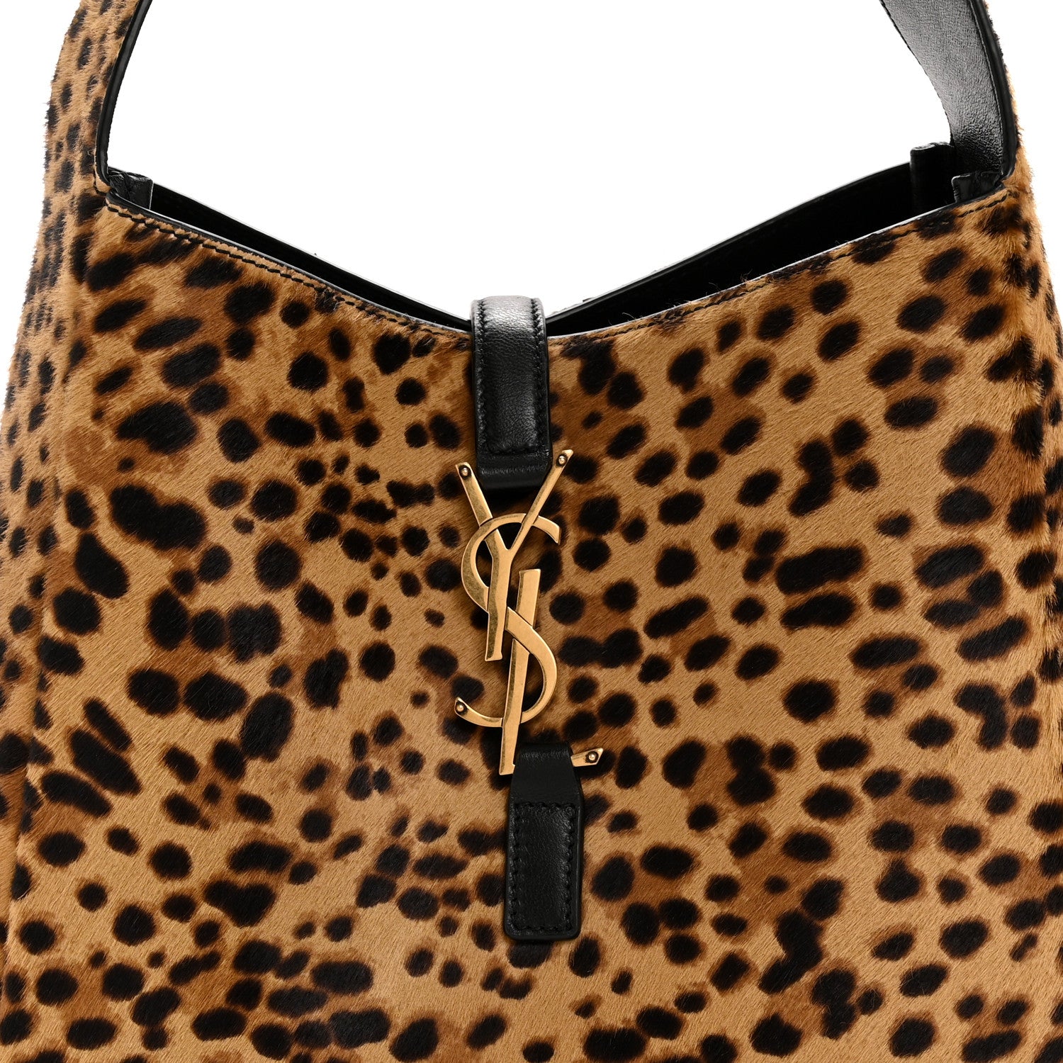 Saint Laurent Pony Hair Calfskin Leopard Print Small Le 5 A 7 Soft Hobo 12 of 12