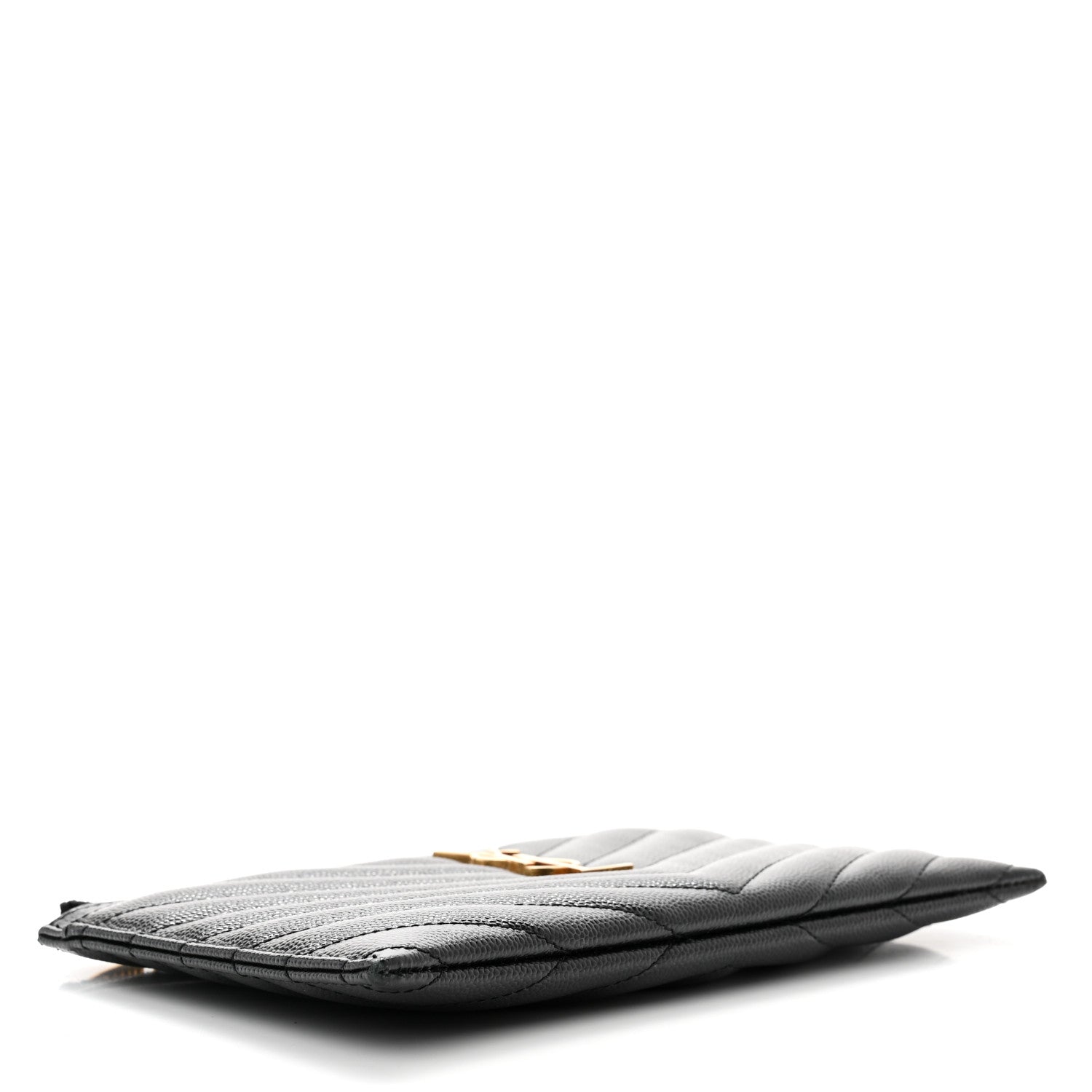 Saint Laurent Grain De Poudre Chevron Monogram Bill Pouch Black 4 of 9