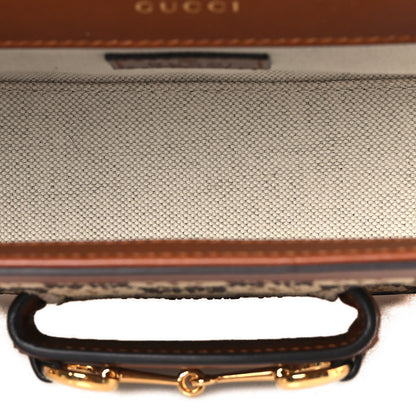 Gucci New Canvas Charisma Calfskin Crystal GG Monogram Mini Horsebit 1955 Shoulder Bag Camel Ebony 5 of 12
