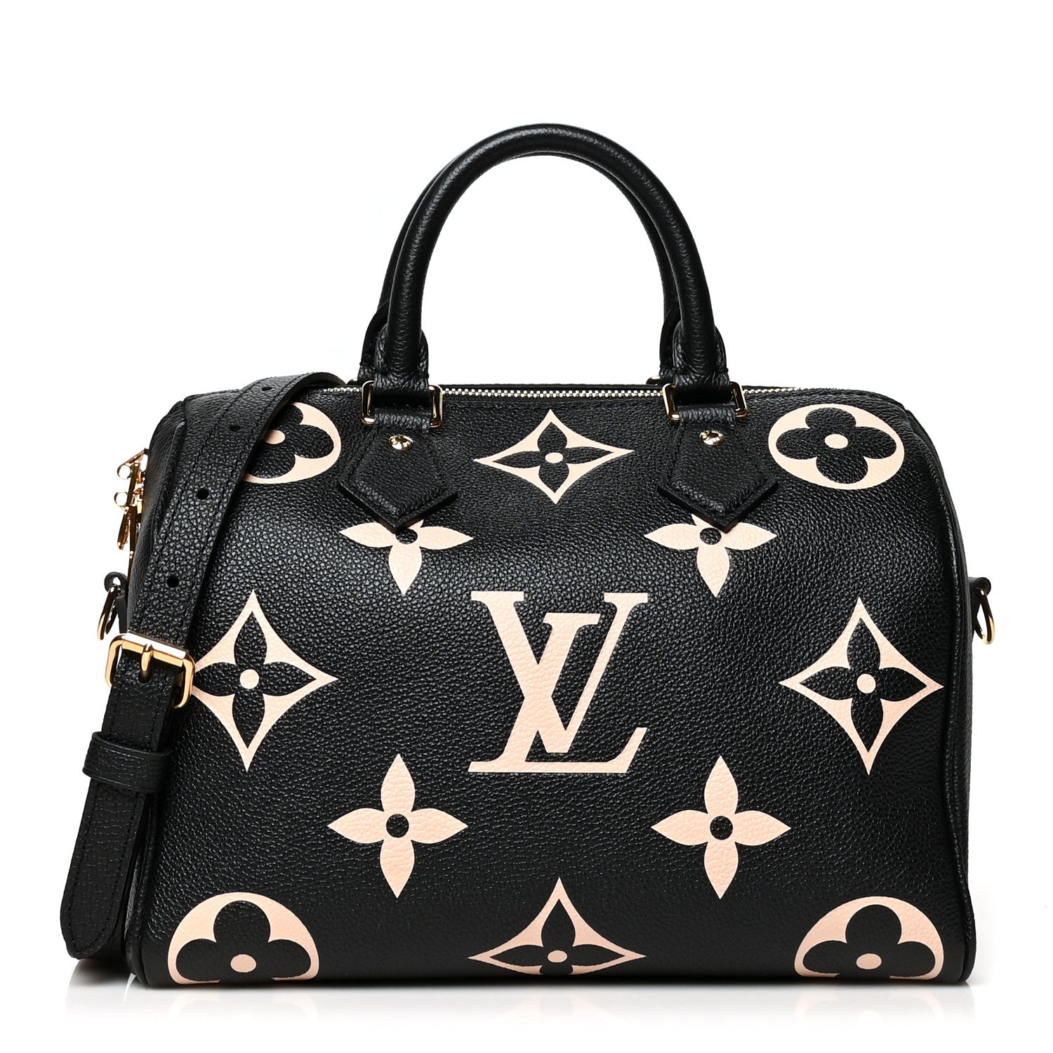 Louis Vuitton Empreinte Monogram Giant Speedy Bandouliere 25 Black Beige 1 of 11