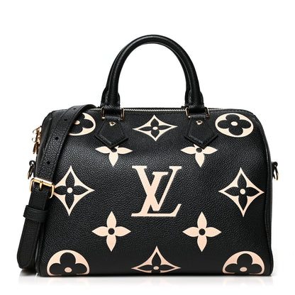 Louis Vuitton Empreinte Monogram Giant Speedy Bandouliere 25 Black Beige 1 of 11