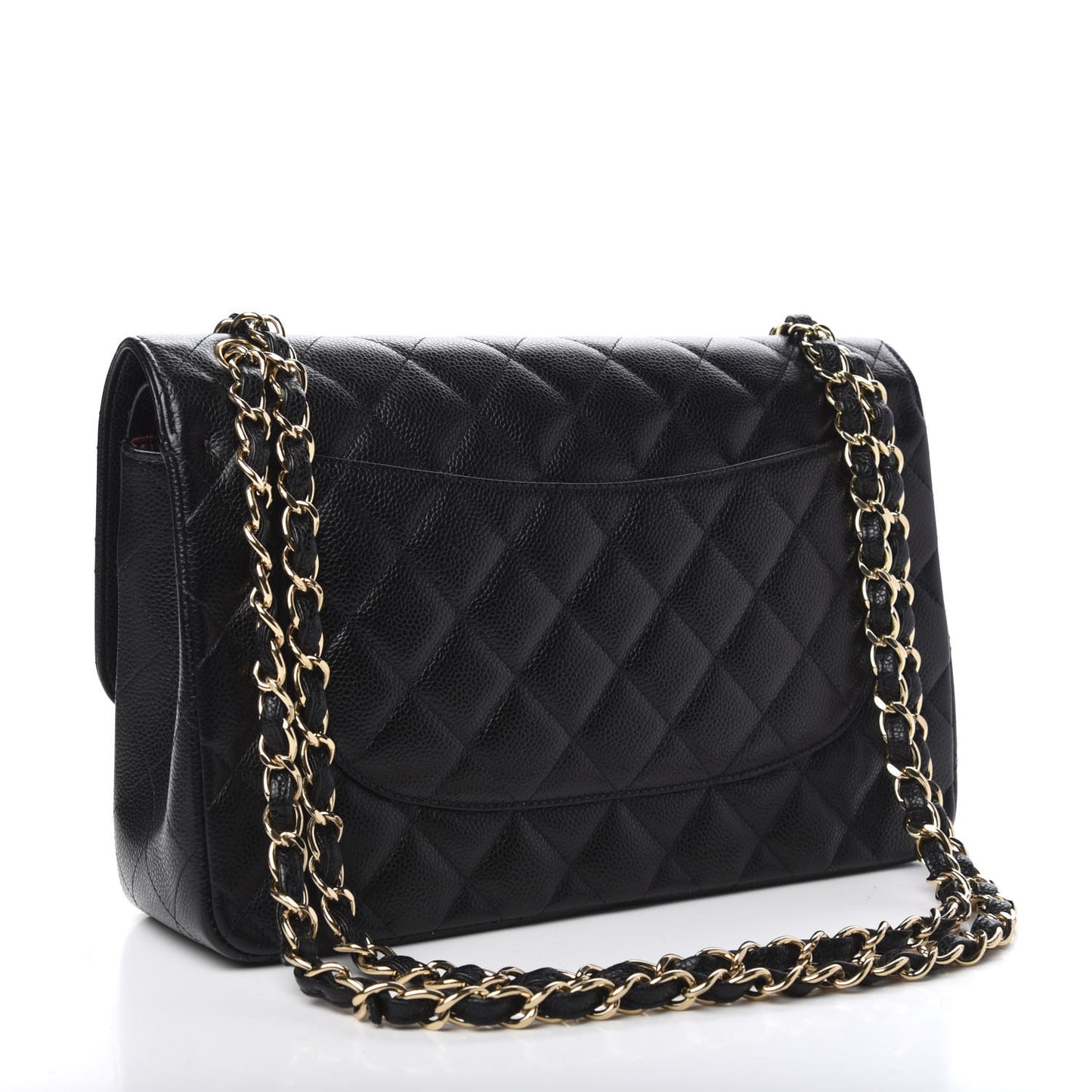Caviar Quilted Jumbo Double Flap Black
