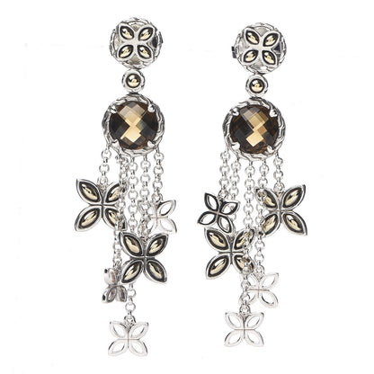 John Hardy Sterling Silver 18K Yellow Gold Cognac Quartz Batu Kawung Chandelier Earrings 1 of 4