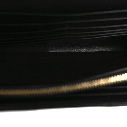 Saint Laurent Grain De Poudre Matelasse Chevron Monogram Chain Wallet Black 5 of 13