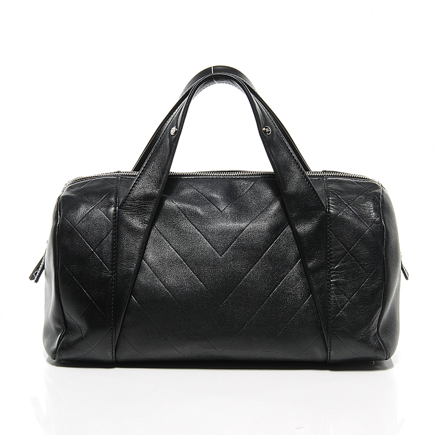 Chanel Calfskin CC Chevron Boston Black 7 of 8