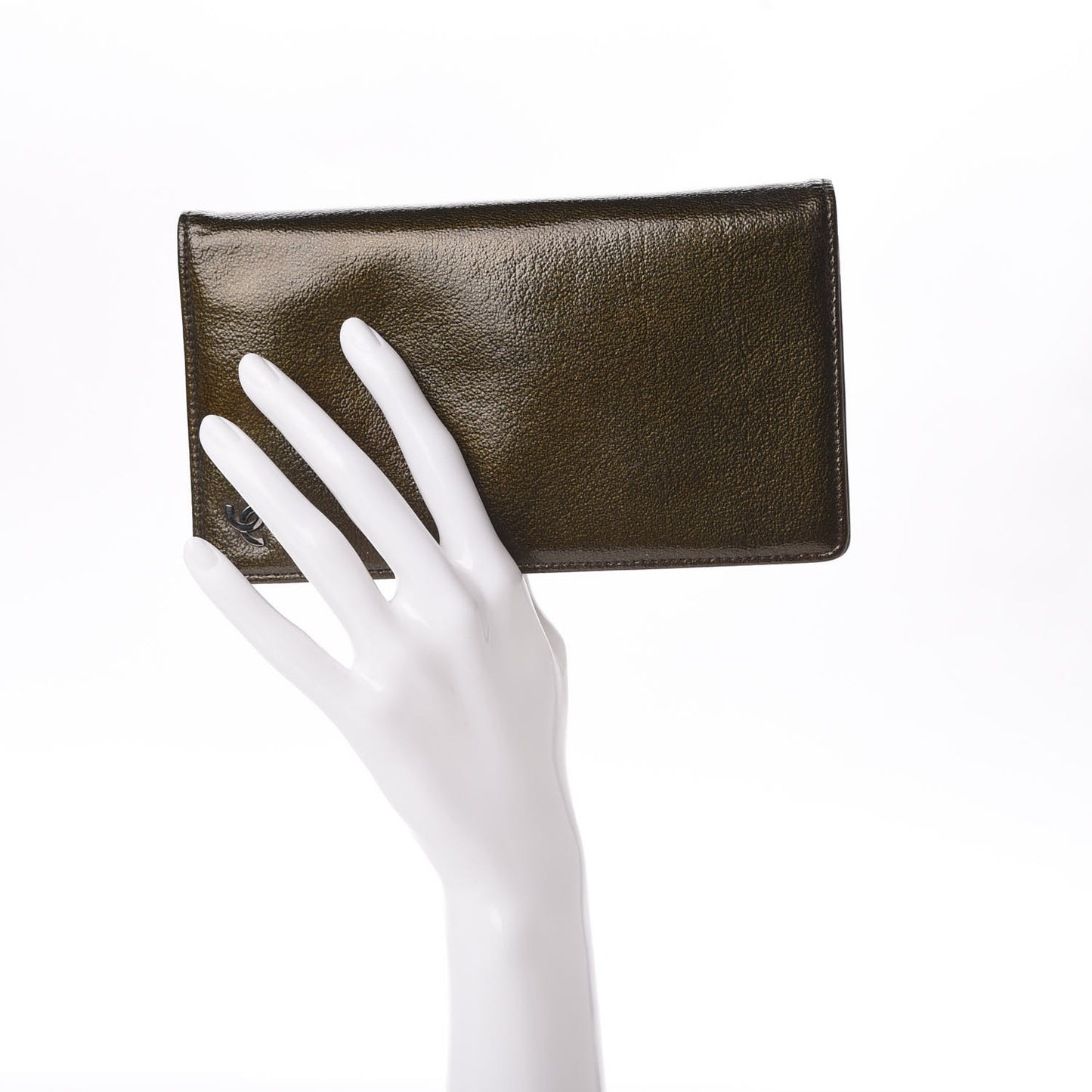Grained Patent CC Yen Wallet Brown