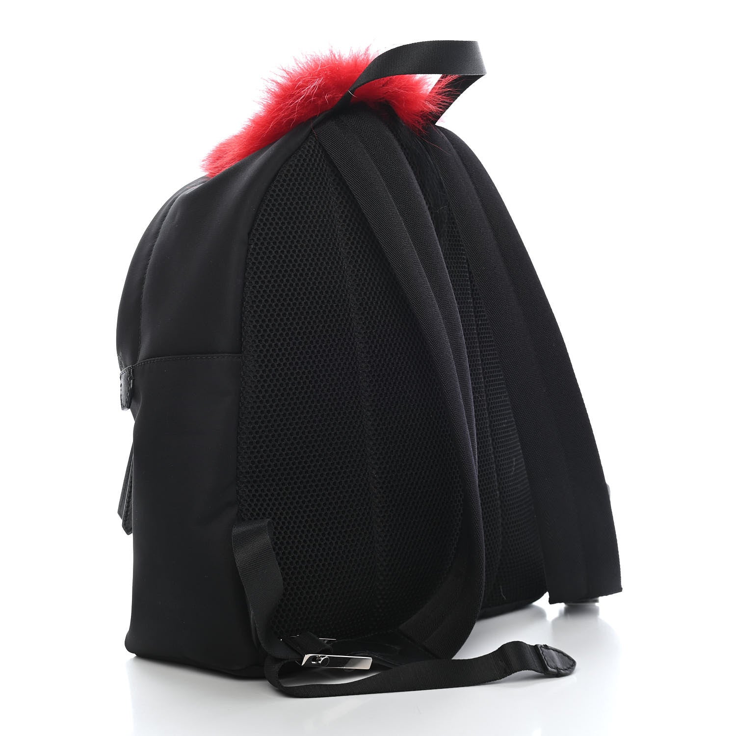 Fendi Nylon Vitello Dolce Elaphe Fox Fur Monster Eyes Backpack Black Natural Bordeaux Multicolor 2 of 8