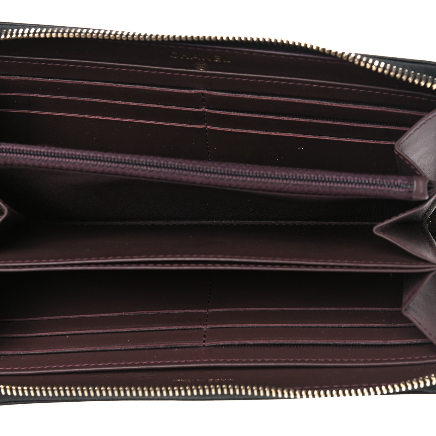 Grained Calfskin Neo Executive Zip Around Wallet Black