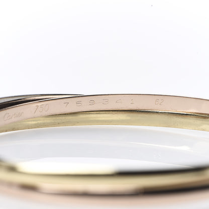 Cartier 18K Pink Yellow White Gold 3.5mm Trinity Bangle Bracelet 62 5 of 6