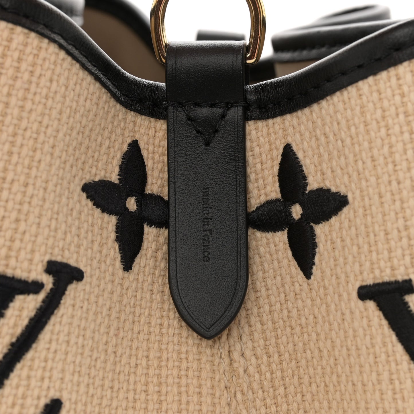 Cotton Monogram Embroidered Neonoe MM Beige Black