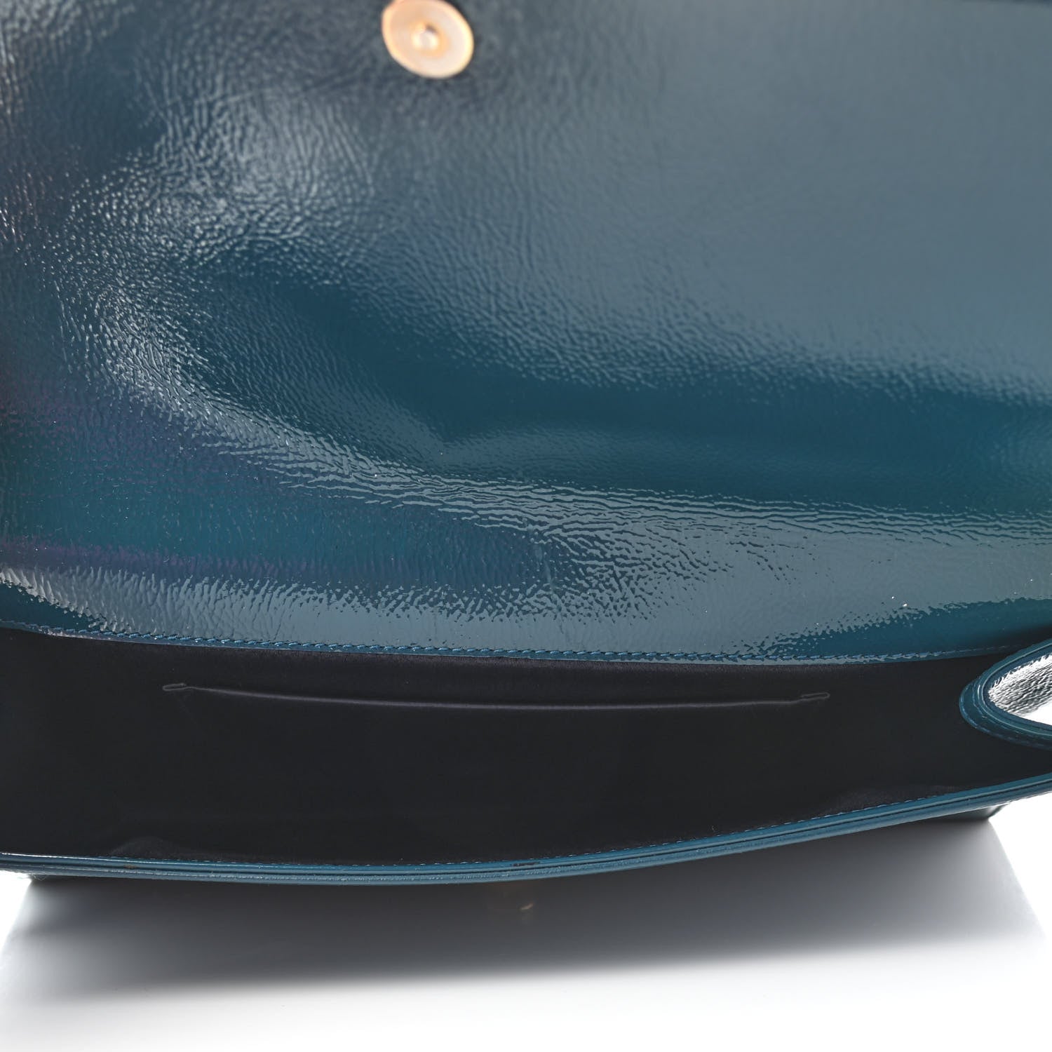 Saint Laurent Textured Patent Monogram Large Belle De Jour Clutch Turquoise 6 of 7