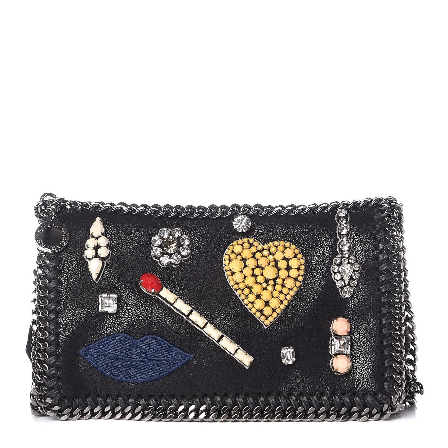 Shaggy Deer Embellished Falabella Crossbody Black
