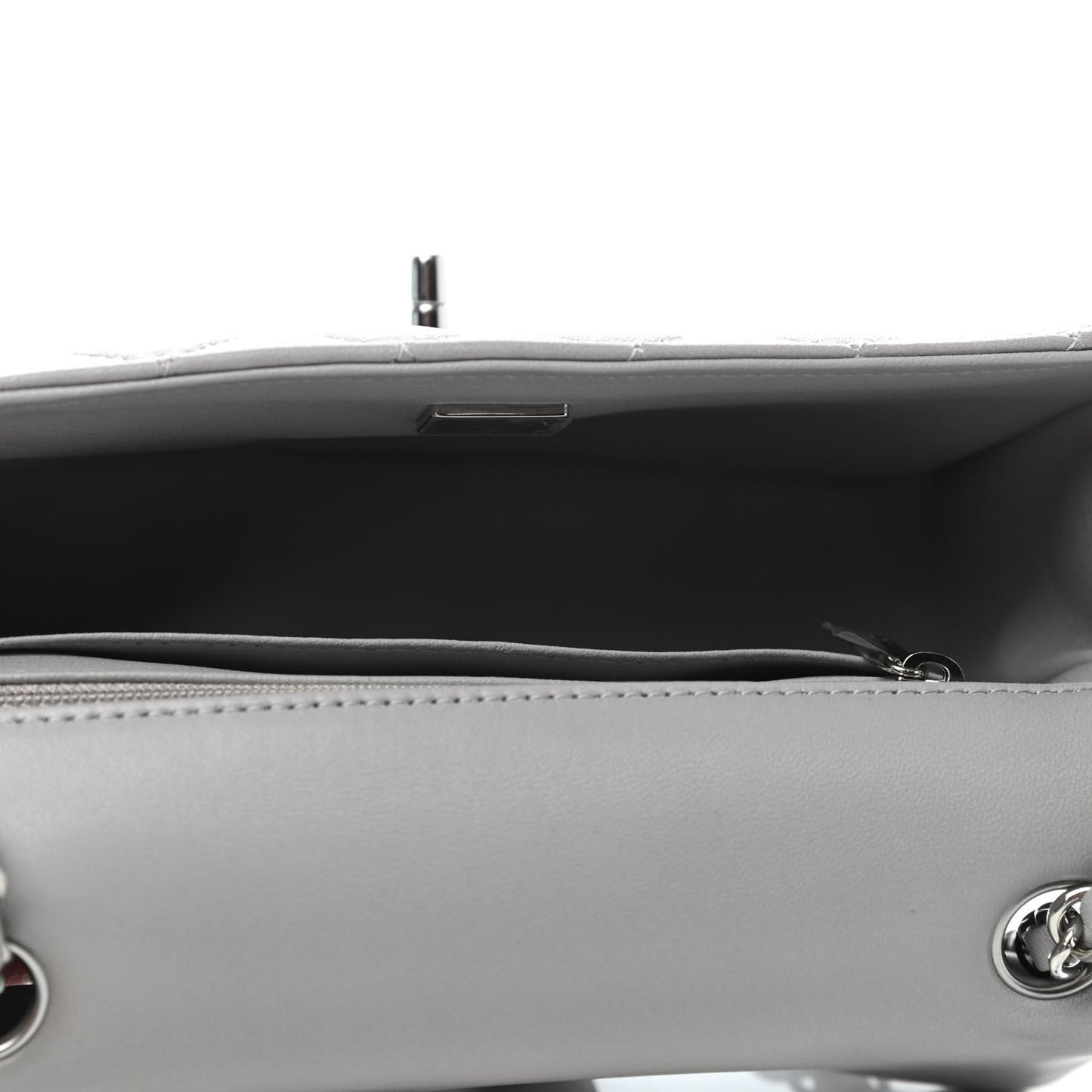 Lambskin Quilted Mini Rectangular Flap Grey