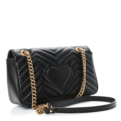 Gucci Calfskin Matelasse Small GG Marmont Shoulder Bag Black 2 of 4